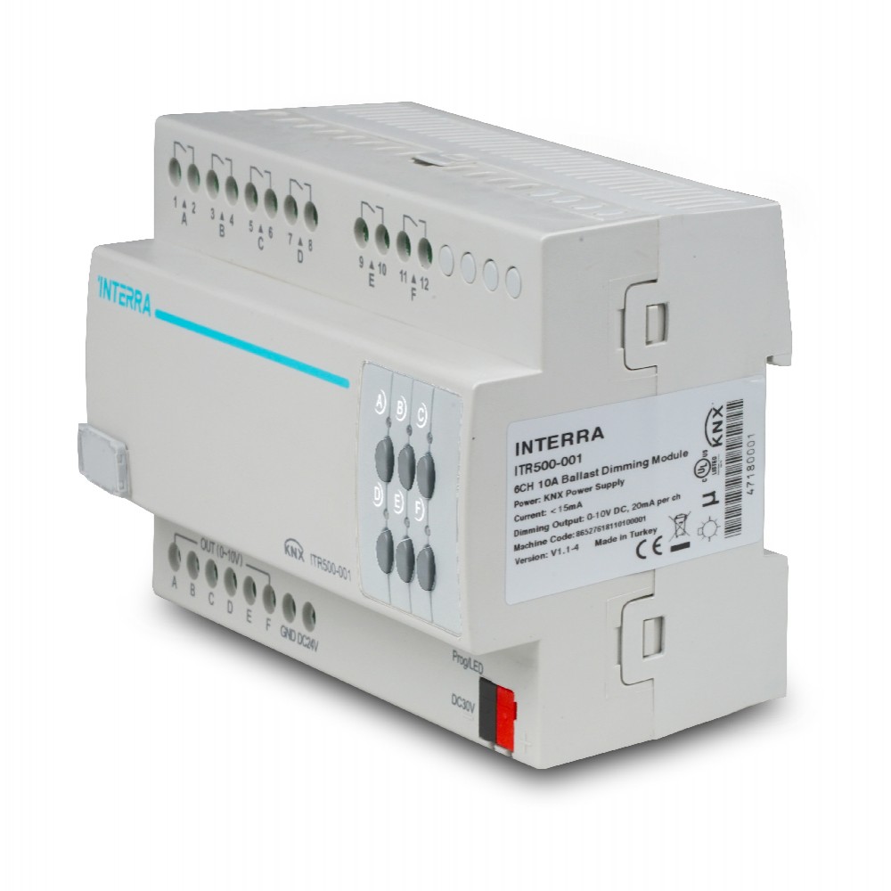 Interra KNX Контроллер балласта - 6 Канальный 10A (0/1-10V DC)