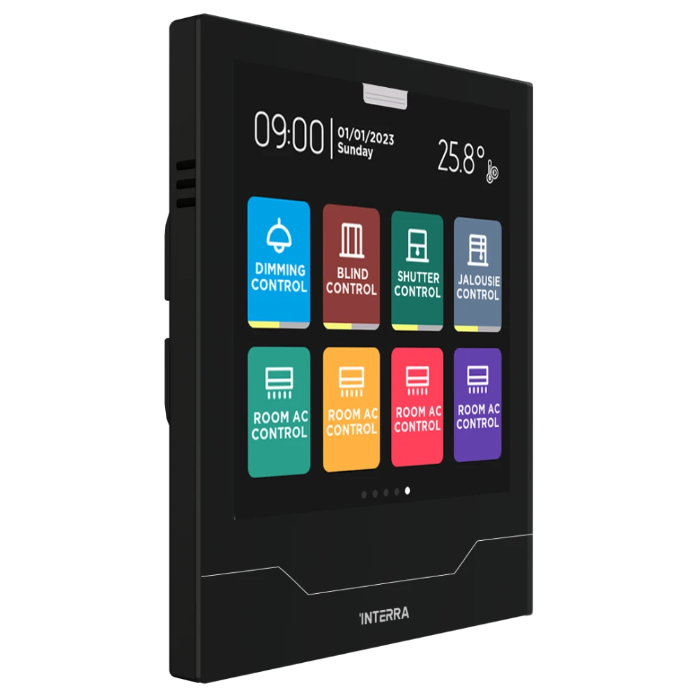 Interra iX4 — 4-дюймовая защищенная сенсорная панель KNX + AQI / черный