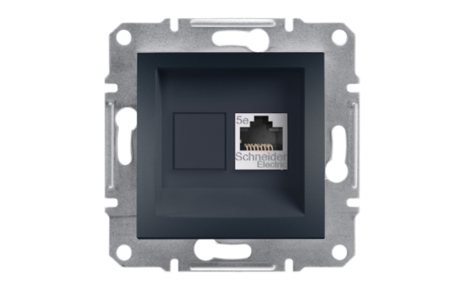 RJ45 Одиночная интернет розетка CAT5e UTP - Антрацит // (Без рамки) - (EU C / F Type)